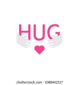 Hug hand with heart. Logo template. National Hug Day. Vector Illustration.