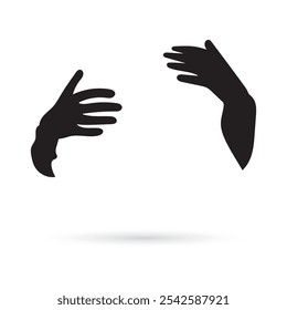 Abrazo de manos de diseño de Vector de silueta plana aislado de fondo blanco