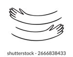 Hug hands logo icon doodle hand drawn. Outline drawing Hug hands line clipart symbol. . Vector illustration