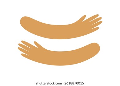 Ícone de logotipo de mãos grandes. Sinal de desenho animado em forma de silhueta Hugs. Cute care design elemento decorativo. Ilustração vetorial