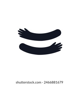 Hug hands logo icon sign Cute cartoon design Mercy concept Decorative element Doodle linear abstract style Fashion print for clothes greeting invitation card flyer banner poster cover brochure book ad