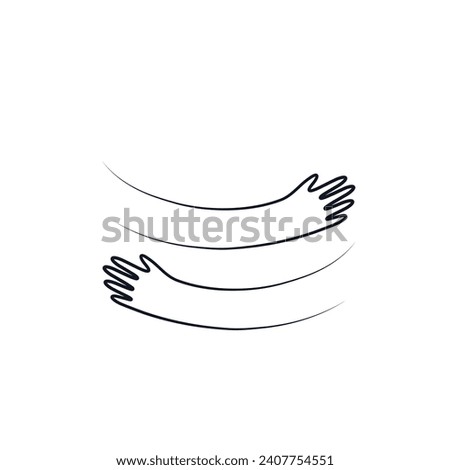 Hug hands logo icon sign Cute cartoon design Mercy concept Decorative element Doodle linear abstract style Fashion print for clothes greeting invitation card flyer banner poster cover brochure book ad