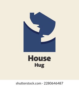 Hug house logo design template. Vector illustration of a hug house icon.