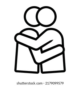 Hug, hugging or kiss line art vector icon for apps and websites