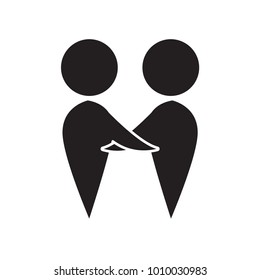 hug icon flat black vector