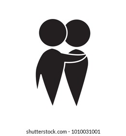 hug icon flat black vector