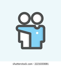  hug icon, isolated Donation colored outline icon in light blue background, perfect for website, blog, logo, graphic design, social media, UI, mobile app