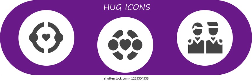  hug icon set. 3 filled hug icons. Simple modern icons about  - Friendship, Friends