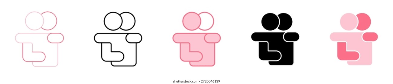 Conjunto de iconos de abrazo Colección de estilo múltiple