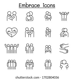 Hug Icon Set In Thin Line Style