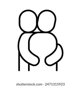 Icono de abrazo en Diseño gráfico de Ilustración vectorial de estilo de línea delgada