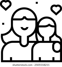 hug icon. Thin linear style design isolated on white background