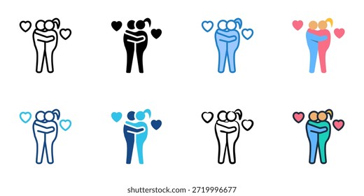 Los íconos de abrazo establecen una colección de estilo múltiple. Trazo editable 
