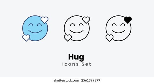 Hug Icons thin line and glyph vector icon stock illustration