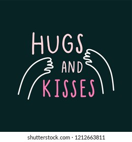 Hug and kisses with loving arms vector