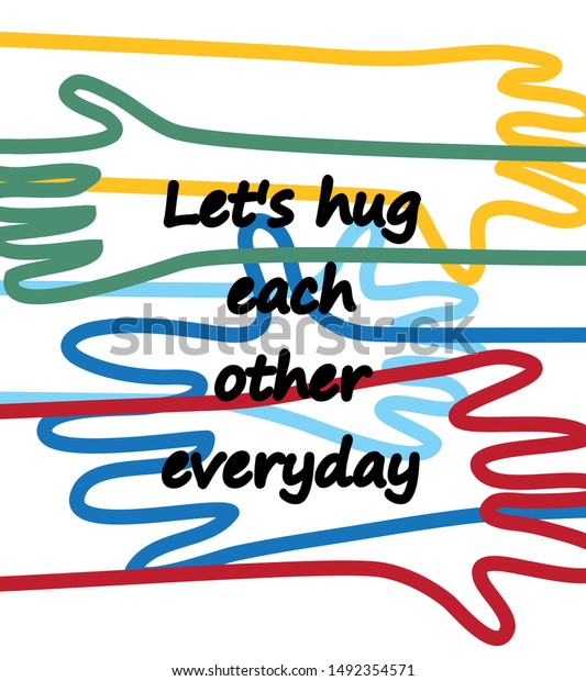 Hug Lines Hands Poster Positive Sign Stock Vector (Royalty Free ...