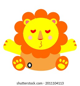 Hug Lion Cartoon, Perfect for illustration, Background, Pattern, Icon, Logo, Print on Fabric, Etc.