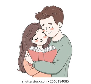 Hug of love and affection. International Hug Day vector illustration on white background.