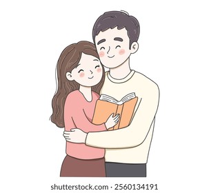 Hug of love and affection. International Hug Day vector illustration on white background.