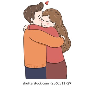 Hug of love and affection. International Hug Day vector illustration on white background