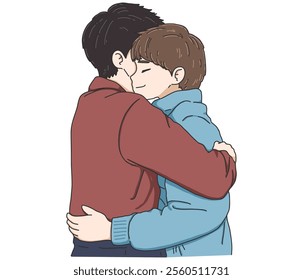 Hug of love and affection. International Hug Day vector illustration on white background