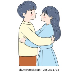 Hug of love and affection. International Hug Day vector illustration on white background