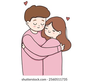 Hug of love and affection. International Hug Day vector illustration on white background