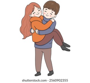 Hug of love and affection. International Hug Day vector illustration on white background