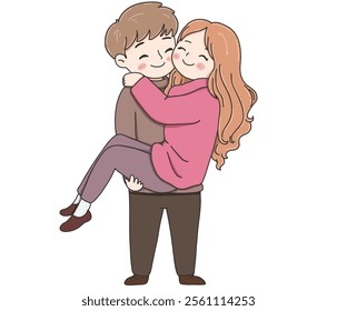 Hug of love and affection. International Hug Day vector illustration on white background.