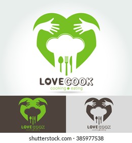 Hug and Love Cooking Logo,vector Logo template