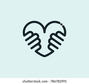 Hug love icon line isolated on clean background. Heart concept drawing icon line in modern style. Vector illustration for your web site mobile logo app UI design.