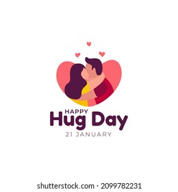 Hug love icon logo flat vector design template. Happy hug day flat vector design for greeting card, poster, invitation.