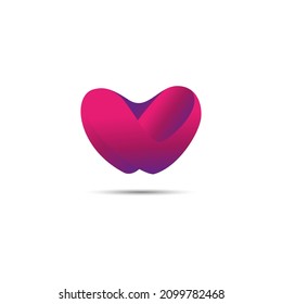 Hug love icon logo vector design in gradient style. Heart logo for mental care clinic, volunteer, couple, or relationship.