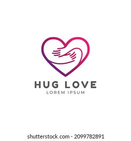 Hug love icon logo vector design template. Heart logo for mental care clinic, volunteer, couple, or relationship.