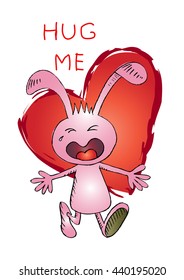 hug me rabbit. Cartoon style.