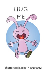 hug me rabbit. Cartoon style.