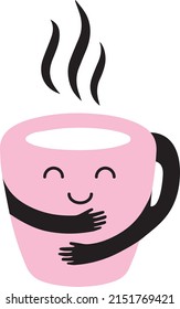 hug in a mug illustration vector