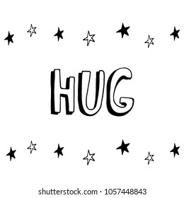 Hug Nursery Hand Drawn Poster Lettering Stock Vector (Royalty Free ...