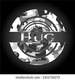 Hug on grey camouflage texture