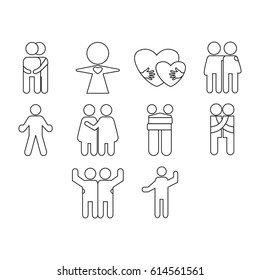 hug outline  icon set
