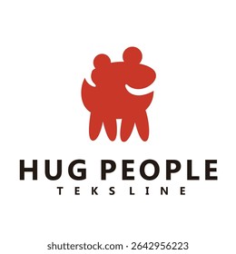 Logotipo de Personas de abrazo. Concepto de relación cálida x