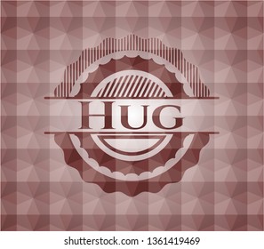 Hug red badge with geometric pattern. Seamless.