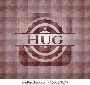 Hug red emblem with geometric background. Seamless.