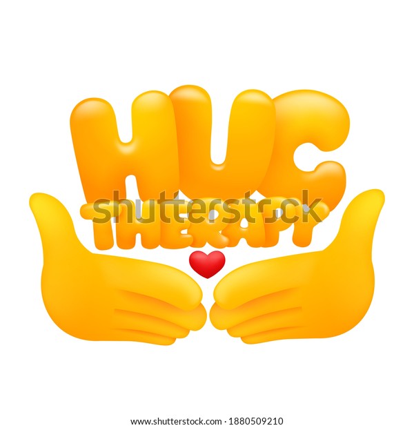 Hug Therapy Web Sticker Yellow Emoji Stock Vector (Royalty Free ...