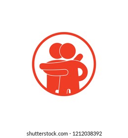 hug two people circle logo vector