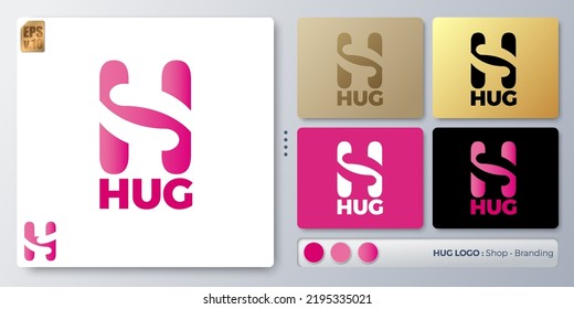 hug vector illustration minimal Logo design. Blank name for insert your Branding. Designed with examples for all kinds of applications. You can used for company, indentity, healthcare, nursing home.