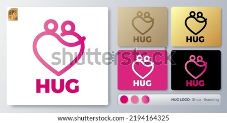 hug vector illustration minimal Logo design. Blank name for insert your Branding. Designed with examples for all kinds of applications. You can used for company, indentity, healthcare, nursing home.