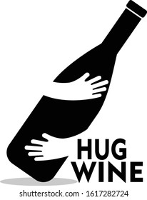 hug wine logo design negative space  concept isolated on white background