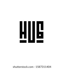 Hug Word. Square Calligraphic Style, Typography for T-shirts, Posters, Invitations, Mugs - Vector Illustration
