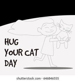 Hug Your Cat Day Illustration